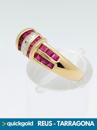 040-01-00673 ANILLO ORO 18K PIEDRAS DE COLOR