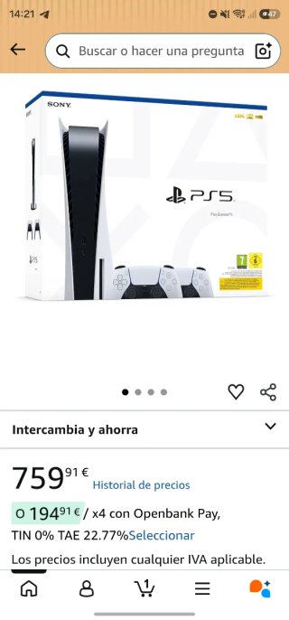 Consola PlayStation 5 Blanca con disco