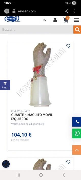 Guante Malla anticorte carnicero Manguito protect