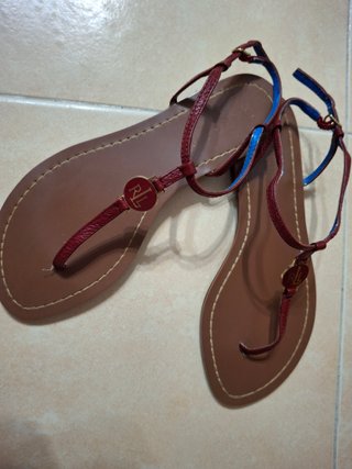 Sandalias Ralph Lauren Mujer. T 36. Rojo Oscuro.