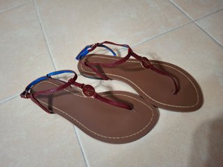 Sandalias Ralph Lauren Mujer. T 36. Rojo Oscuro.