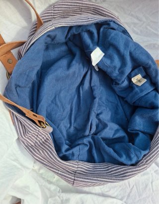 Bolso Brownie rayas gris y azul