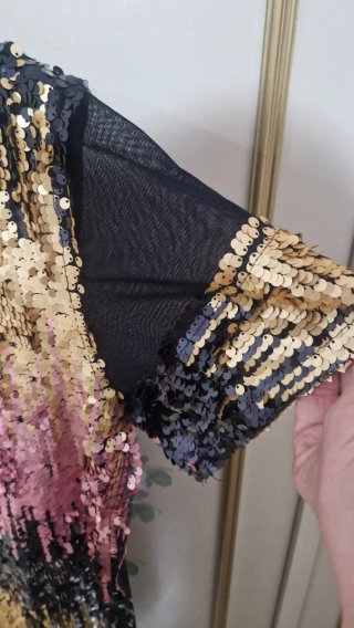 Vestito donna paillettes oro e rosa