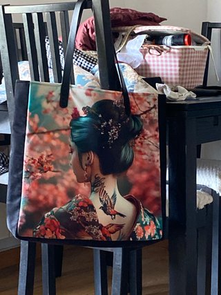 Bolso Tote Diseño Mujer Geisha Flores