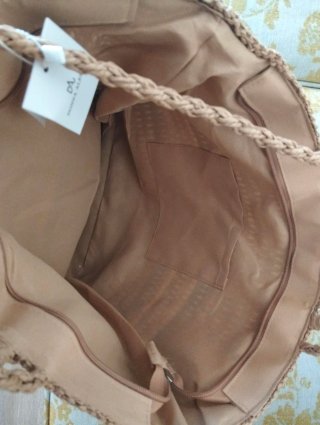 Bolso de rafia tejido con rayas