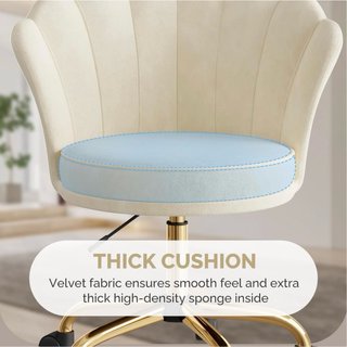 Silla Tocador Terciopelo Beige y Dorada