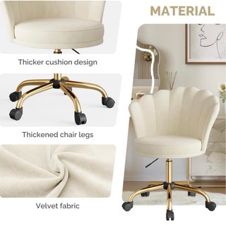 Silla Tocador Terciopelo Beige y Dorada