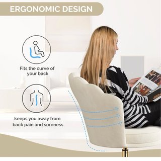 Silla Tocador Terciopelo Beige y Dorada