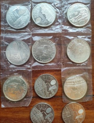 Lote 11 Monedas 2000 PTAS España De Plata pura