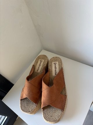 Sandalias cuña esparto marrón talla 38