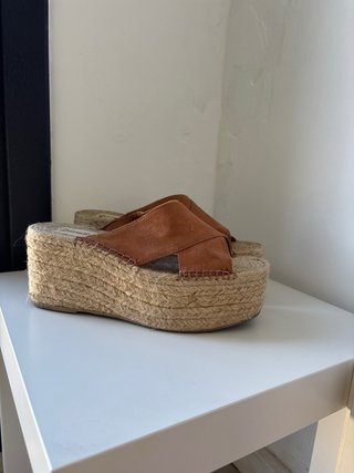 Sandalias cuña esparto marrón talla 38