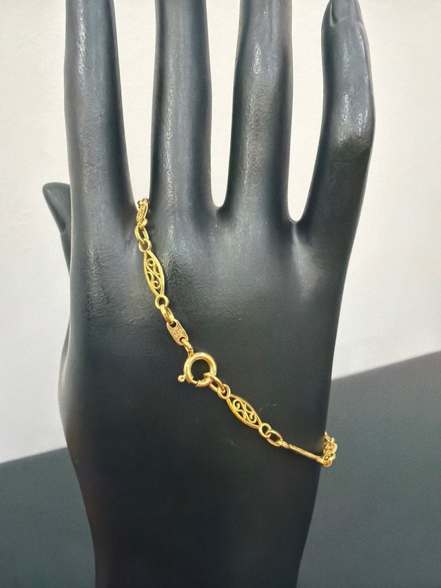 Pulsera oro 18k diseño labrado antiguo