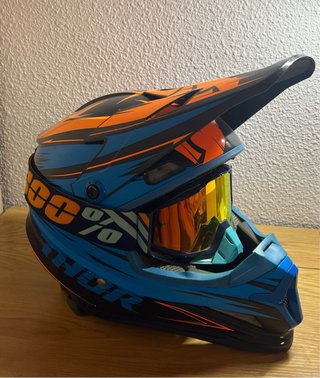 Casco Motocross THOR y Gafas 100%