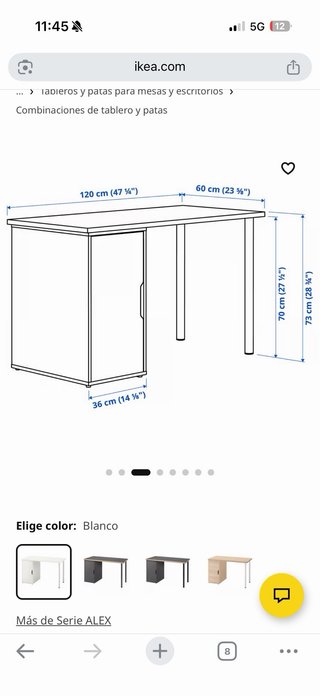 Escritorio mesa de Ikea 120x60 con almacenaje