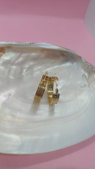 Pendientes Aro Greca Versace Chapado Oro 18k