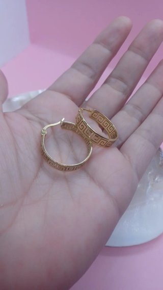 Pendientes Aro Greca Versace Chapado Oro 18k