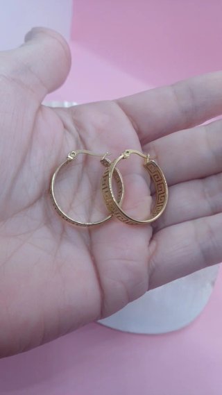 Pendientes Aro Greca Versace Chapado Oro 18k