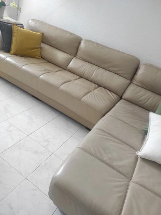 Sofá chaise longue beige