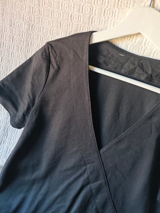 vestido negro midi manga corta talla M/L mujer
