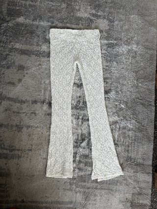 Pantalón Zara Blanco Verano Acampanado, de malla