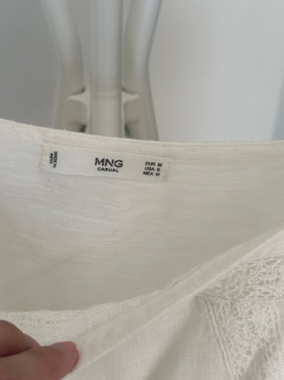 Top Mango blanco encaje talla M