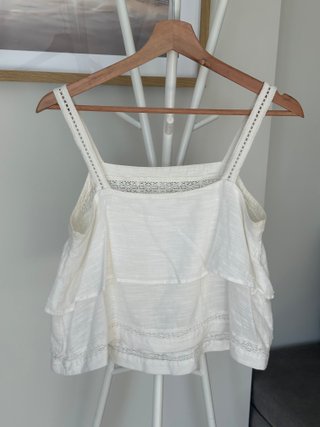 Top Mango blanco encaje talla M