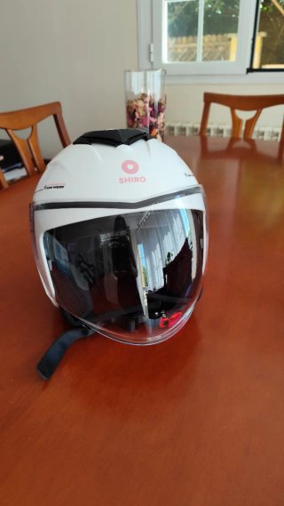 Casco Moto Scooter Mujer Blanco/Rosado