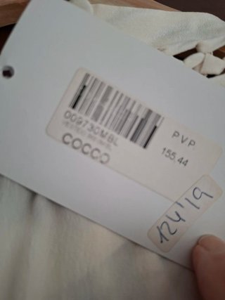 Vestido gasa beige talla mediana