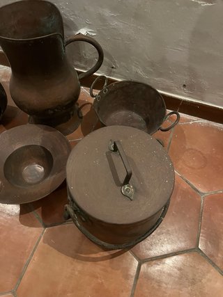 Lote de utensilios antiguos de cobre estilo rústic