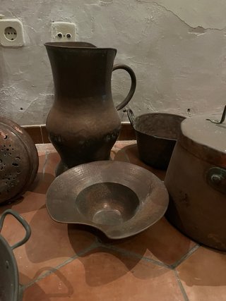 Lote de utensilios antiguos de cobre estilo rústic