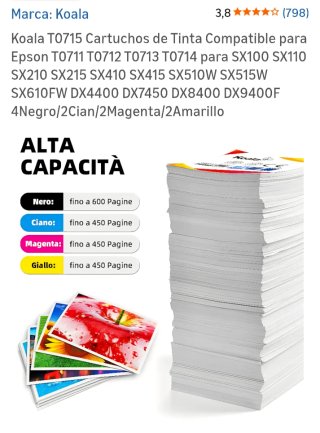 Cartuchos Tinta Koala T0715 Epson Compatible.