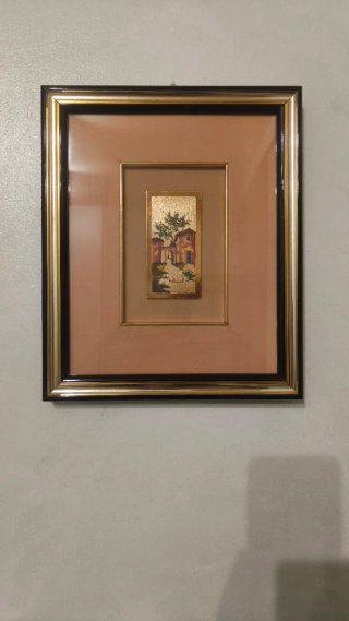 Quadro dipinto a mano su foglia dorata