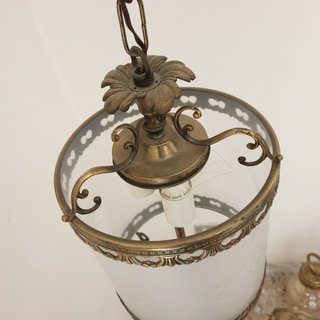 Lampadario vintage oro e vetro