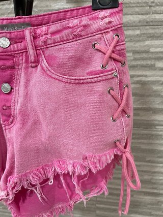 Shorts vaqueros rosas desgastados