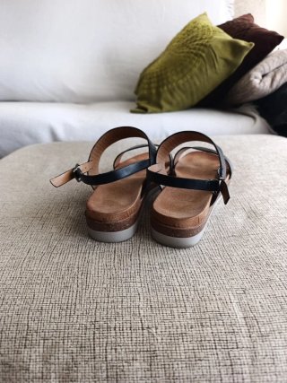 Sandalias Mujer Negro y Plata