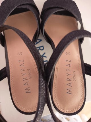 Sandalias Marypaz Negras Brillo Talla 39