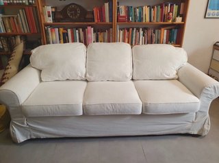 Sofá Cama Ikea Blanco  + funda gris oscuro
