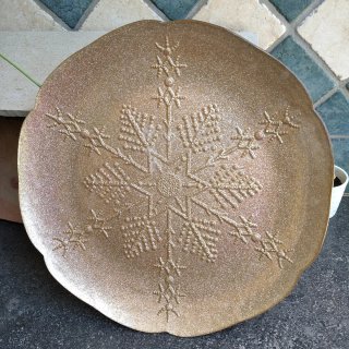 Piatto decorativo fiocco di neve dorato