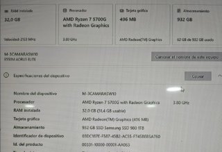 Ordenador Sobremesa AMD Ryzen 7 5700G 32GB RAM