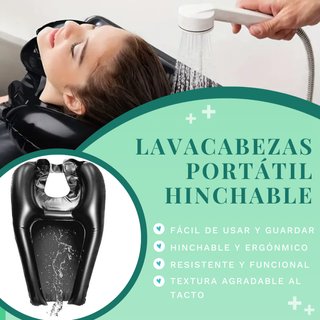 Lavacabezas Hinchable Portátil Negro