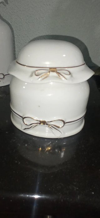Juego tocador porcelana vintage oro blanco