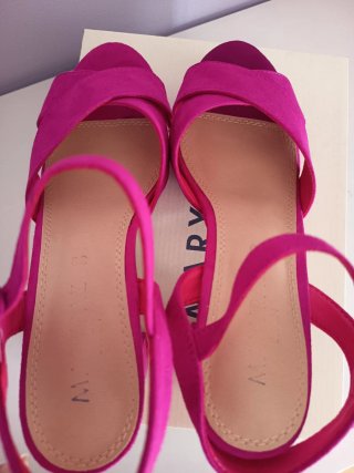 Sandalias Marypaz ante rosa tacón plataforma