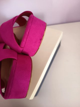 Sandalias Marypaz ante rosa tacón plataforma