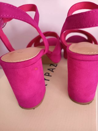 Sandalias Marypaz ante rosa tacón plataforma
