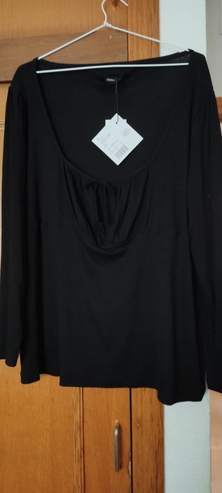 2 Camisetas manga larga canalé negras t. 52 y 54