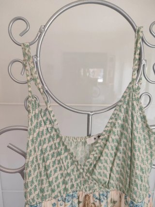 Vestido largo estampado verde y multicolor