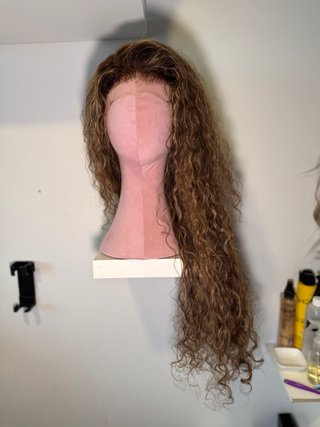 Peluca Cabello Humano Natural 100% ondulado/rizada