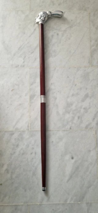 Bastón con empuñadura de mano metal plateado