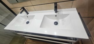 Encimera lavabo doble porcelana blanca