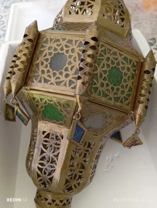 Lámpara árabe colgante metal y cristal
